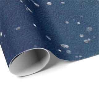 Starry Night Blue Navy Dots Gray Silver Confetti