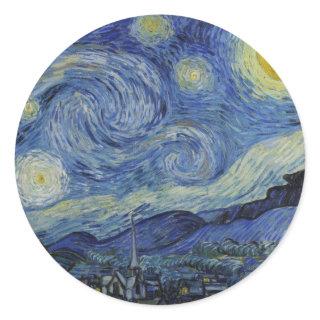 "Starry Night" by Van Gogh Classic Round Sticker