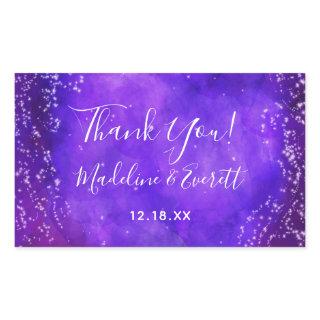 Starry Night Galaxy Watercolor Wedding Thank You Rectangular Sticker