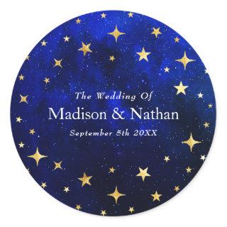 Starry Night Galaxy Wedding Classic Round Sticker