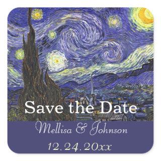 Starry Night wedding save the date Square Sticker