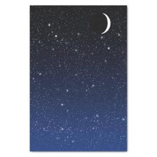 Starry Sky and Crescent Moon, Deep Blue to Black Tissue Paper