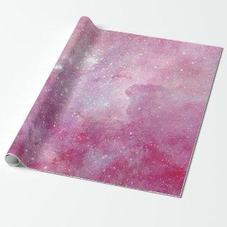 Starry Space Light Pink Watercolor Stars Galaxy