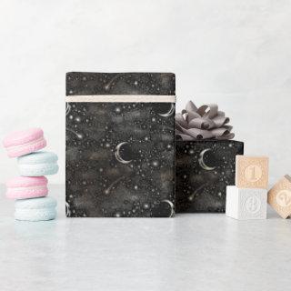 Stars and Moon Celestial Mystical Black Night
