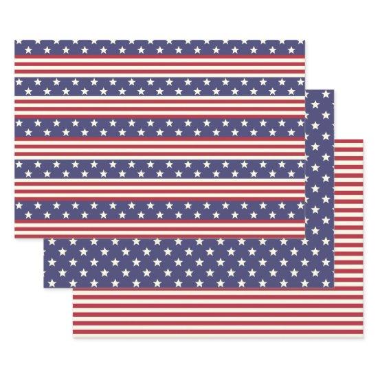Stars and Stripes Patriotic American Flag USA  Sheets