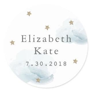 Stars & Clourds Birth Announcement Sticker