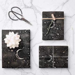 Stars Crescent Moon Night Sky Celestial Mystical  Sheets