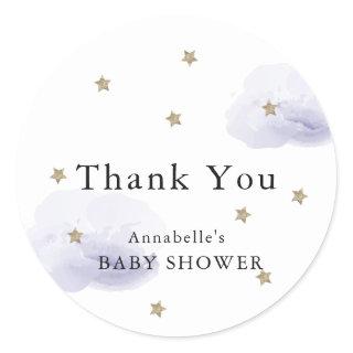 Stars & Lavender Clouds Baby Shower Thank You Classic Round Sticker