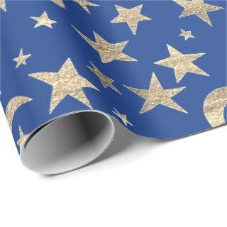 Stars Moon Blue Indigo Gold Metal Sky Champaign