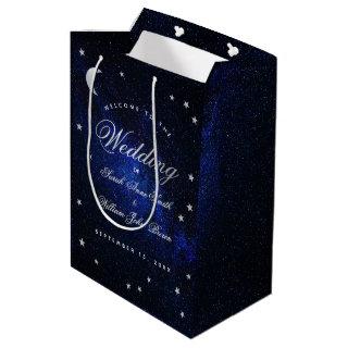 Stars & Moon Celestial Blue Night Wedding Welcome  Medium Gift Bag
