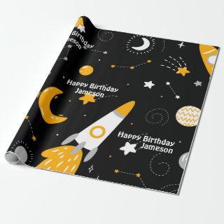 Stars Moon Outer Space Rocket Birthday