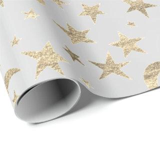 Stars Moon Silver Gray Gold Metallic Sky Champaign