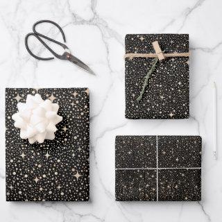 Stars Night Sky Celestial Black and Gold Pattern  Sheets