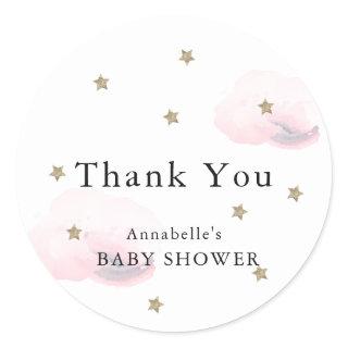 Stars & Pink Clouds Baby Shower Thank You Sticker