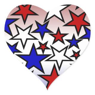 Stars (Red, White and Blue) Heart Sticker
