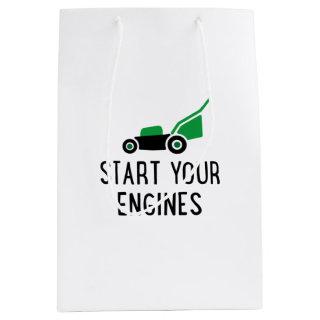 Start your Engines Lawn Mower Medium Gift Bag