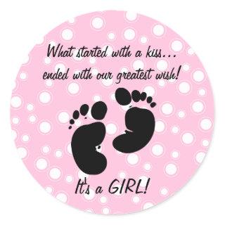 Started With A Kiss Wish Pink Custom Classic Round Sticker
