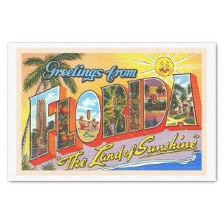 State of Florida FL Vintage Large Letter Postcard Tissue Paper