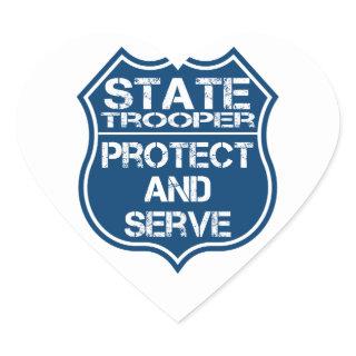 State Trooper Police Badge Protect and Serve Heart Sticker