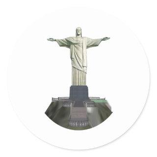 Statue: Christ the Redeemer: 3D Model: Classic Round Sticker