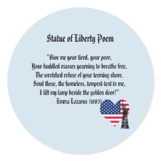 Statue of Liberty Poem Classic Round Sticker