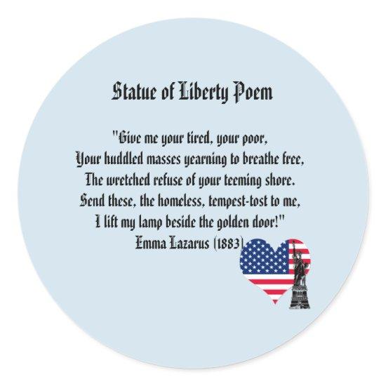 Statue of Liberty Poem Classic Round Sticker