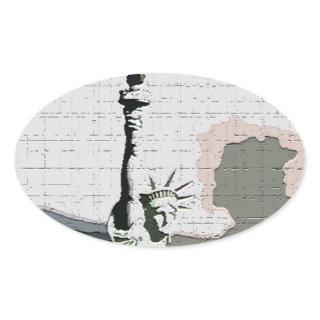 Statue of Liberty Pop Art Oval Sticker