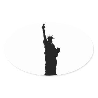 Statue of Liberty Silhouette Oval Stickers