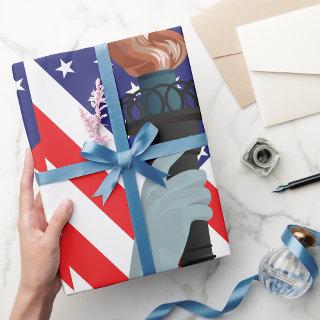 Statue of Liberty Torch with American Flag