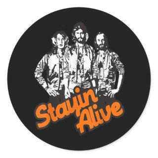 Stayin Alive Bee Gees Band Classic Round Sticker