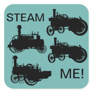 Steam Engine Farm Tractor Traction Farming Antique Square Sticker