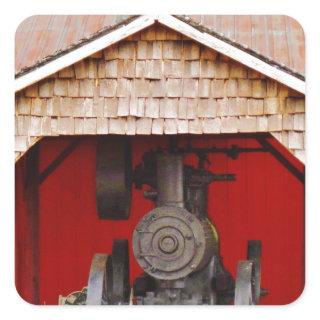 Steam powered Antique Tracter Square Sticker