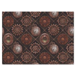 Steam Punk Gears Modern Retro Abstract Pattern Tissue Paper