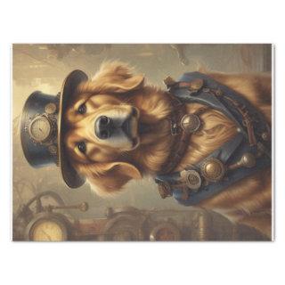 Steam Punk Golden Retriever tissue/decoupage paper