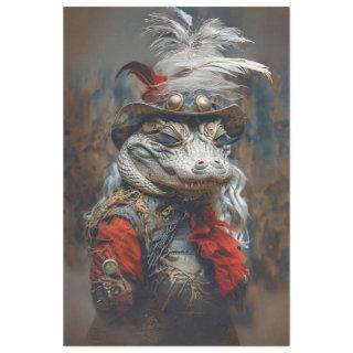 Steampunk Charming Alligator Decoupage Tissue Paper