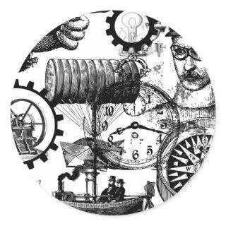 steampunk classic round sticker