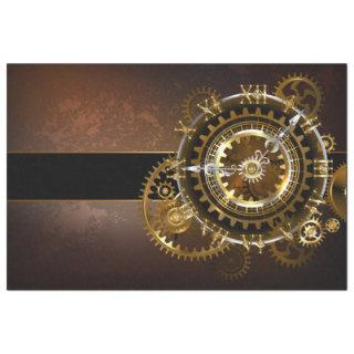 Steampunk clock with antique gears tissue paper