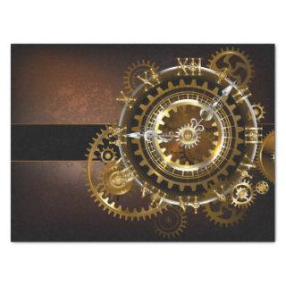 Steampunk clock with antique gears tissue paper