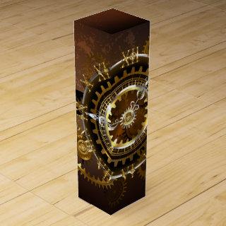 Steampunk clock with antique gears wine box