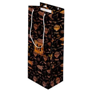 Steampunk Colorful Rusty Airships Monogram Wine Gift Bag