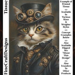 Steampunk Cute Chic Cat Kitten BR6 Decoupage Tissue Paper
