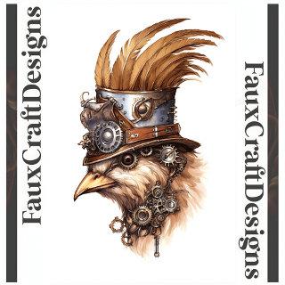 Steampunk Cute Crazy Chicken Decoupage Left 113 Tissue Paper