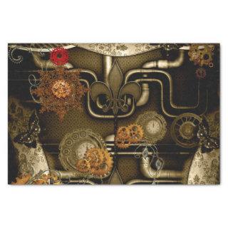 Steampunk design with clocks and gears tissue paper