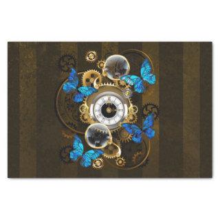 Steampunk Gears and Blue Butterflies Tissue Paper