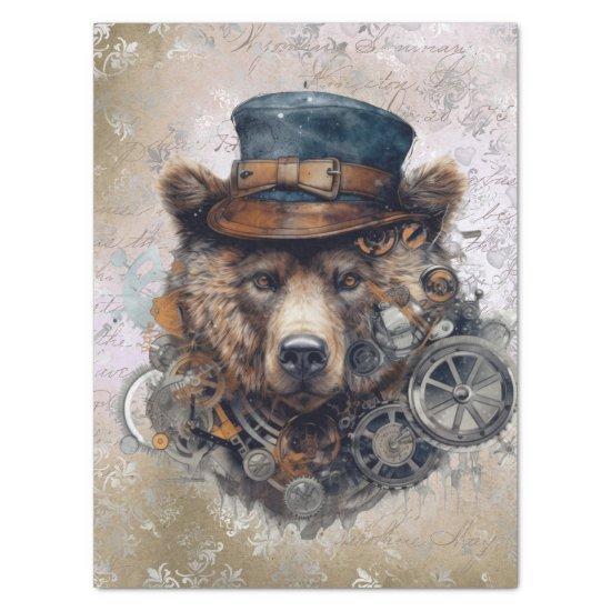 Steampunk Grizzly Bear Tissue Paper