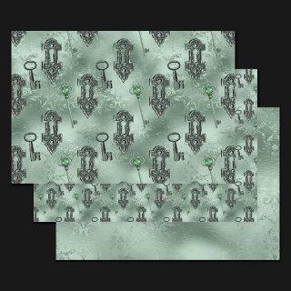 Steampunk Lock and Key Green | Vintage Decoupage  Sheets