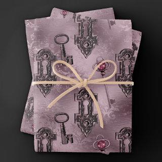 Steampunk Lock and Key Pink | Vintage Decoupage  Sheets