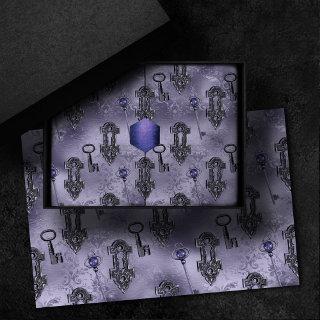Steampunk Lock and Key Purple | Vintage Decoupage Tissue Paper