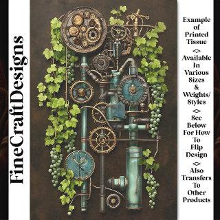Steampunk Machinery & Grape Vine BQ3 Decoupage Tissue Paper
