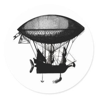 Steampunk pirate airship classic round sticker